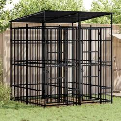 Chenil d'ext&eacute;rieur avec toit pour chiens Acier 3,69 m&sup2;