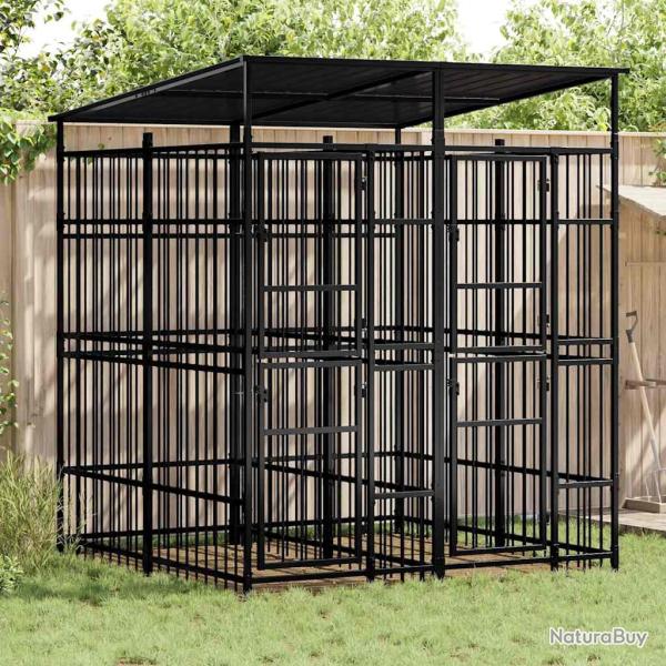 Chenil d'ext�rieur avec toit pour chiens Acier 3,69 m�