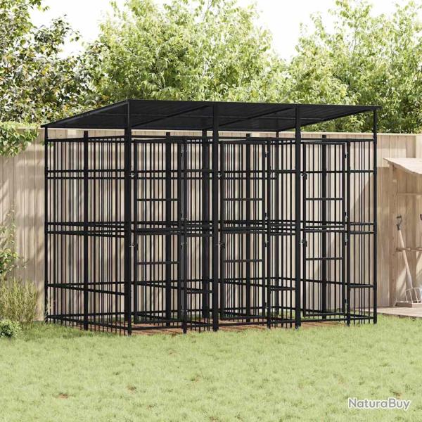 Chenil d'ext�rieur avec toit pour chiens Acier 5,53 m�