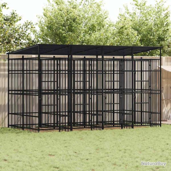 Chenil d'ext�rieur avec toit pour chiens Acier 7,37 m�