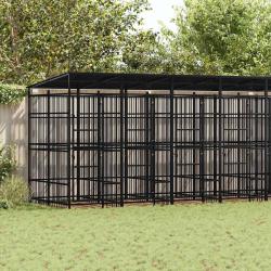Chenil d'ext&eacute;rieur avec toit pour chiens Acier 14,75 m&sup2;