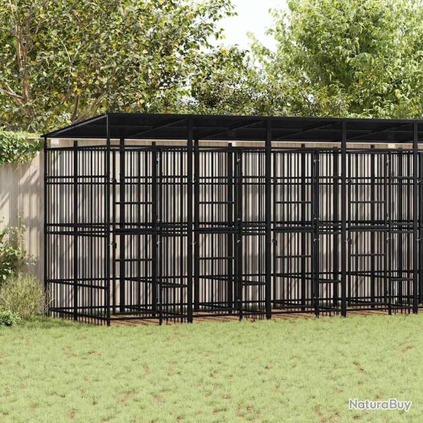 Chenil d'ext�rieur avec toit pour chiens Acier 14,75 m�