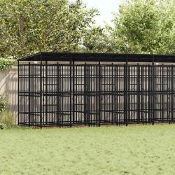 Chenil d'ext&eacute;rieur avec toit pour chiens Acier 16,59 m&sup2;