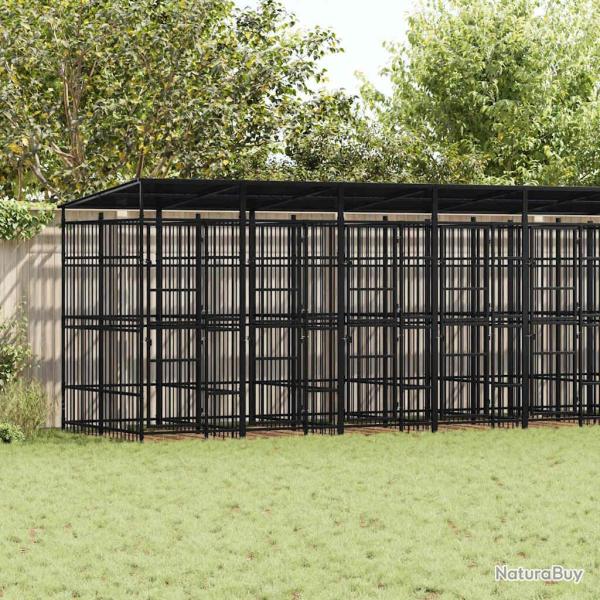 Chenil d'ext�rieur avec toit pour chiens Acier 16,59 m�
