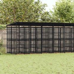 Chenil d'ext&eacute;rieur avec toit pour chiens Acier 18,43 m&sup2;