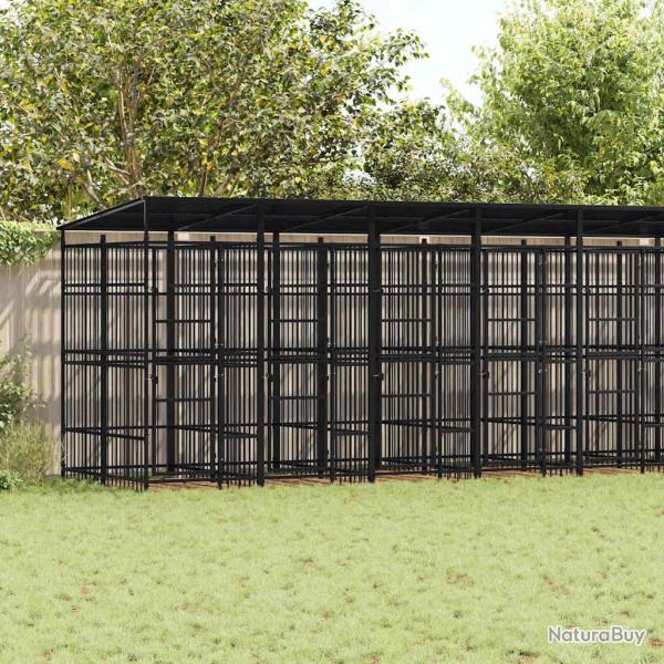 Chenil d'ext�rieur avec toit pour chiens Acier 18,43 m�