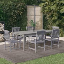 Ensemble &agrave; manger de 7 pcs Bois d'acacia Gris