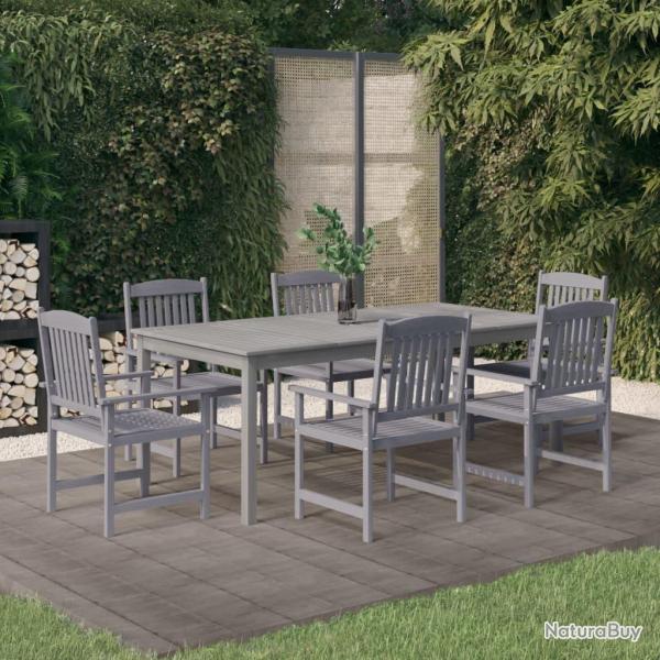 Ensemble � manger de 7 pcs Bois d'acacia Gris