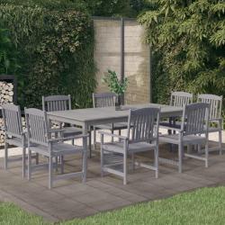 Ensemble &agrave; manger de 9 pcs Bois d'acacia Gris