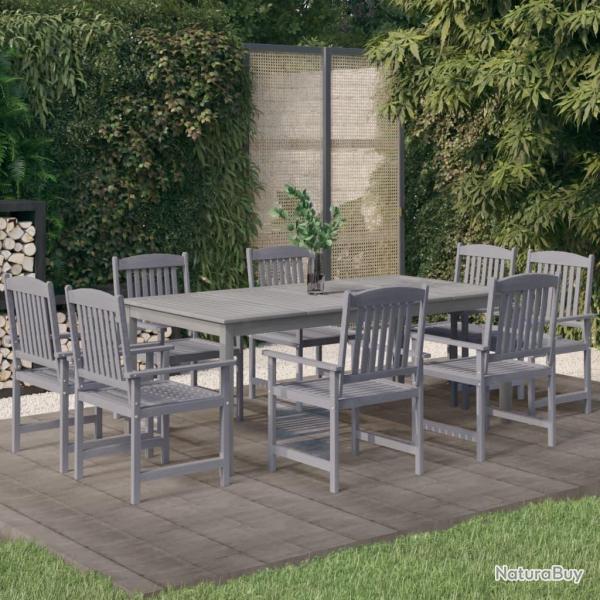 Ensemble � manger de 9 pcs Bois d'acacia Gris