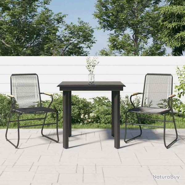 Ensemble � manger de 3 pcs noir rotin PVC