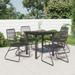 Ensemble &agrave; manger de 5 pcs Noir Rotin PVC