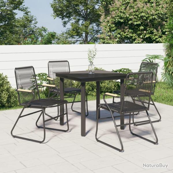 Ensemble � manger de 5 pcs Noir Rotin PVC