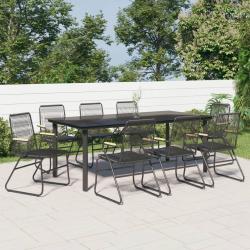 Ensemble &agrave; manger de 9 pcs noir rotin PVC