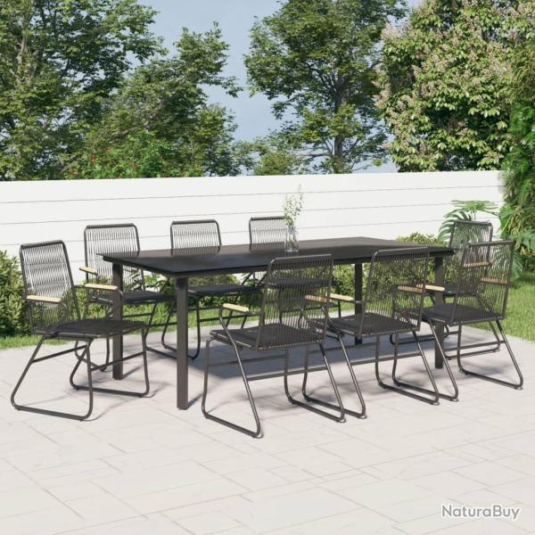 Ensemble � manger de 9 pcs noir rotin PVC