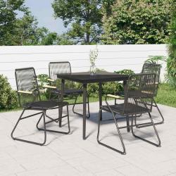 Ensemble &agrave; manger de 5 pi&egrave;ces, rotin PVC, noir, pour le jardin