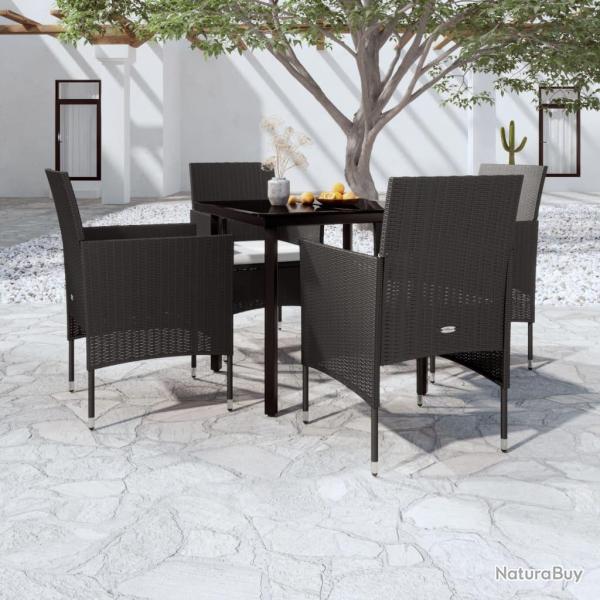 Ensemble � manger de avec coussins 5 pcs Noir