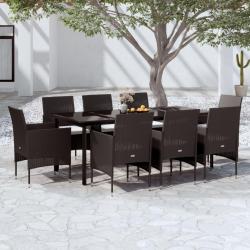 Ensemble &agrave; manger de avec coussins 9 pcs noir