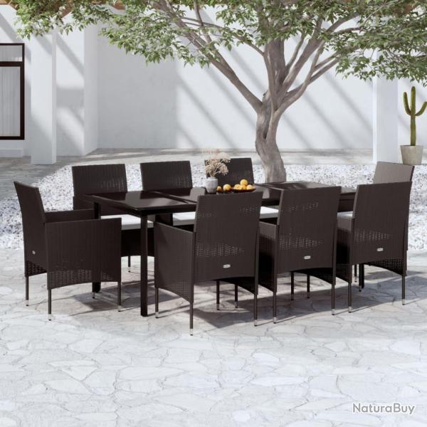 Ensemble � manger de avec coussins 9 pcs noir