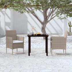 Ensemble &agrave; manger de avec coussins 3 pcs Beige et noir