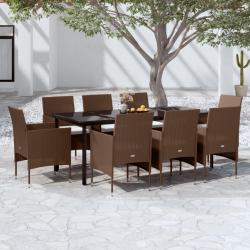 Ensemble &agrave; manger de coussins 9 pcs Marron/noir