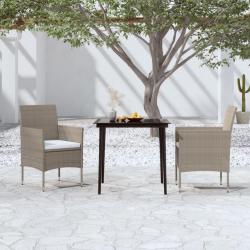Ensemble &agrave; manger de avec coussins 3 pcs Beige et noir
