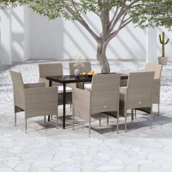 Ensemble &agrave; manger de coussins 7 pcs Beige/noir