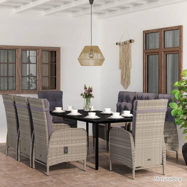 Ensemble � manger de et coussins 9 pcs Gris et noir