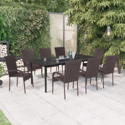 Ensemble &agrave; manger de 9 pcs Marron et noir