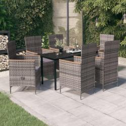 Ensemble &agrave; manger de avec coussins 7 pcs Gris