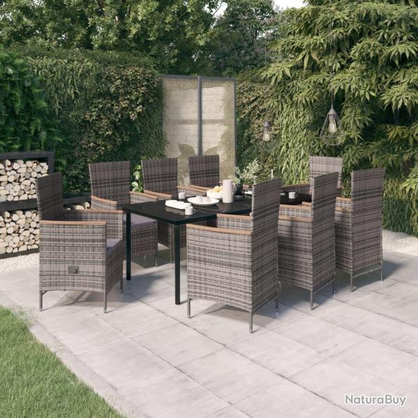 Ensemble � manger de avec coussins 9 pcs Gris