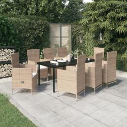 Ensemble &agrave; manger de avec coussins 9 pcs Beige