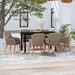 Ensemble &agrave; manger de et coussins 7 pcs Marron