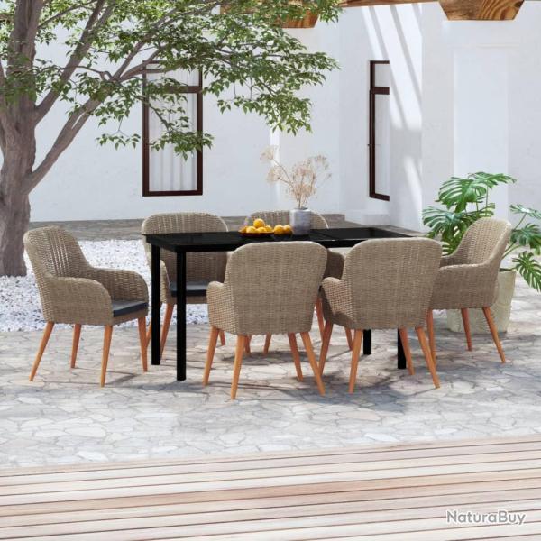 Ensemble � manger de et coussins 7 pcs Marron