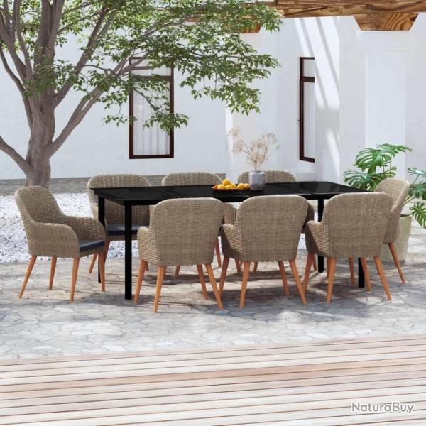 Ensemble � manger de avec coussins 9 pcs marron