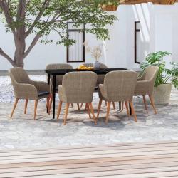 Ensemble &agrave; manger de et coussins 7 pcs Marron