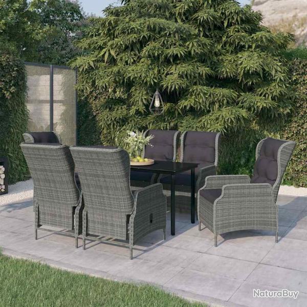 Ensemble � manger de 7 pi�ces, gris clair, pour le jardin