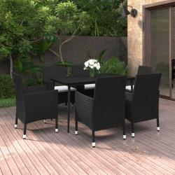 Ensemble &agrave; manger de coussins 7 pcs R&eacute;sine tress&eacute;e Verre