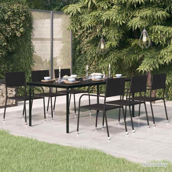 Table � d�ner de Noir 200x100x74 cm Acier et verre