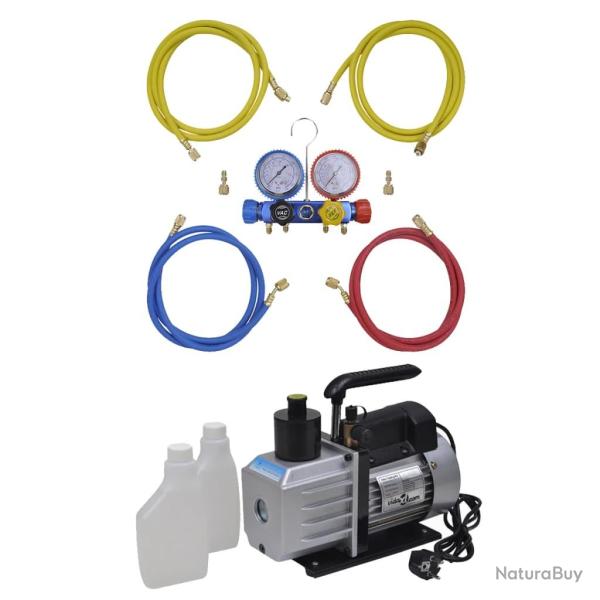 Pompe � vide 50 L/min avec manom�tre � 4 voies en kit d'outils