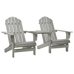 Chaises de Adirondack avec table bois de sapin gris