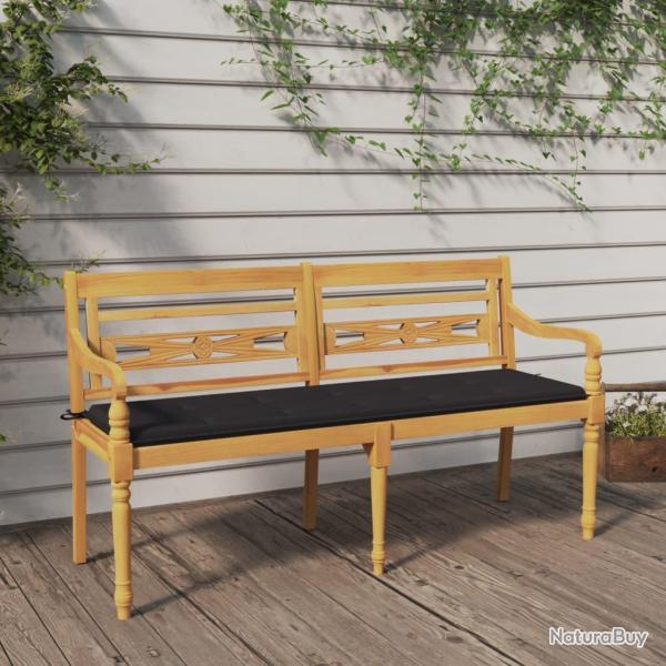 Banc avec coussin anthracite 150 cm Bois de teck massif