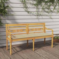 Banc avec coussin beige 150 cm Bois de teck massif