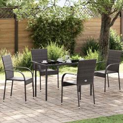 Chaises empilables d'ext&eacute;rieur lot de 4 R&eacute;sine tress&eacute;e Marron