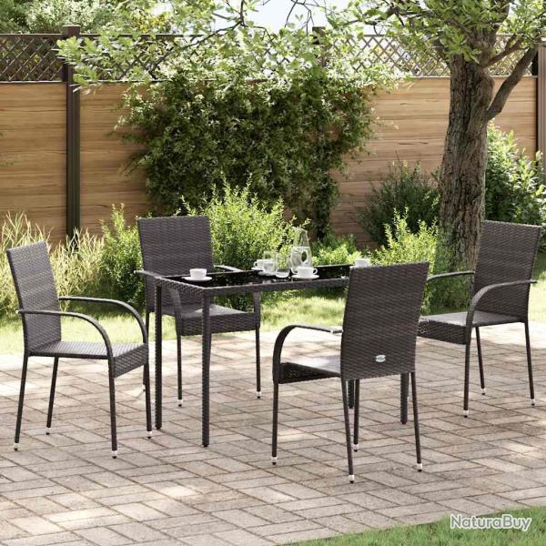 Chaises empilables d'ext�rieur lot de 4 R�sine tress�e Marron
