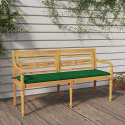 Banc avec coussin vert 150 cm Bois de teck massif