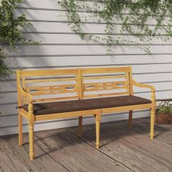 Banc avec coussin taupe 150 cm Bois de teck massif