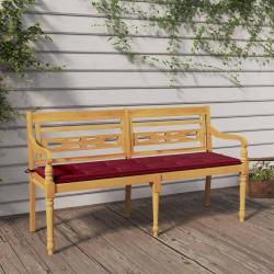 Banc avec coussin rouge bordeaux 150cm Bois teck massif