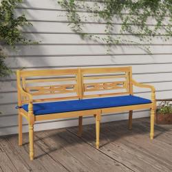 Banc avec coussin bleu royal 150 cm Bois de teck massif
