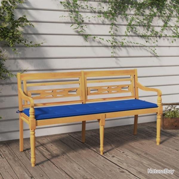 Banc avec coussin bleu royal 150 cm Bois de teck massif
